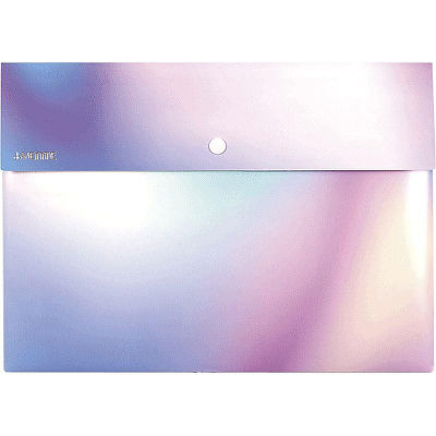 Папка-конверт на кнопке A4 deVENTE пластиковая 350мк 'Rainbow' розово-голубая