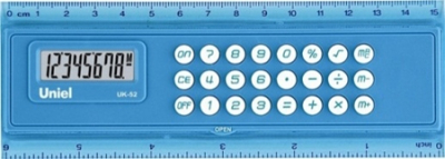 Калькулятор-линейка Uniel настольный  8 разрядов 15см/6" синий корпус