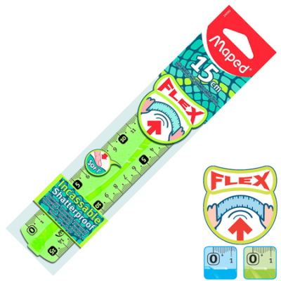 Линейка пластиковая  15см Maped Flex из неломающейся пластмассы двусторонняя шкала в блистере