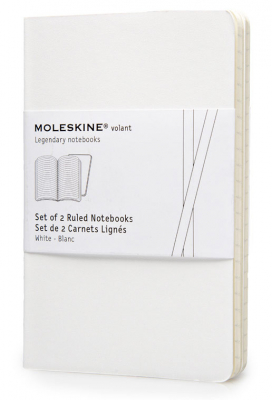 Записная книжка A6  40л линейка Moleskine® Volant Pocket мягкая обложка 2шт белая/белая