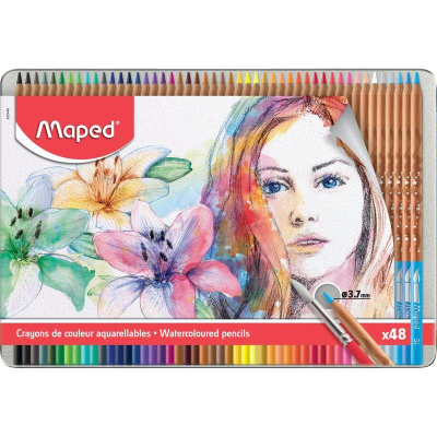 Карандаши акварельные Maped 'Artist '  48цв +кисть в металлической коробке