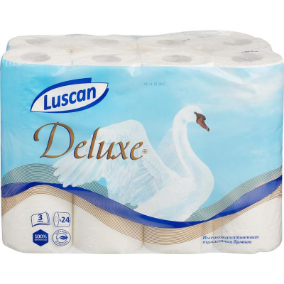 Бумага туалетная Luscan Deluxe 3 слоя 24рул х155 листов с тиснением белая