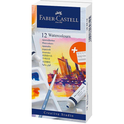 Краски акварельные Faber-Castell 'Creative studio' 12цв х 9мл в тубах +палитра в картонной коробке