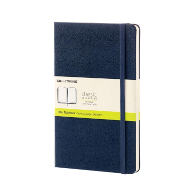 Записная книжка A5 120л без линовки Moleskine® Classic Large твердая обложка на резиновой застежке синяя