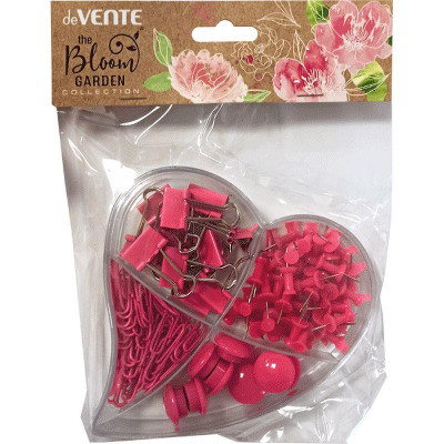 Набор принадлежностей deVENTE 'Bloom Garden' Pink зажимы/гвоздики/магниты/скрепки в пластиковой коробке