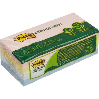Липкий блок  51х 38мм 3M Post-it® Original   4цв х3шт х100л 653-RP-A ЭКО Пастель теплая