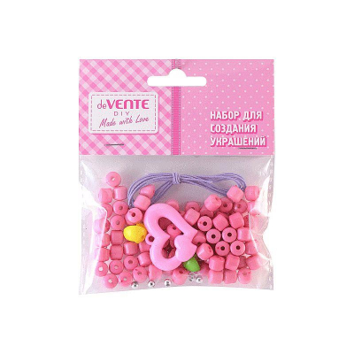 Бусины декоративные пластиковые deVENTE 'Набор для создания украшений розовый'  97шт ассорти цветов и размеров