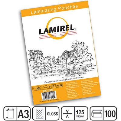 Пленка для ламинирования Lamirel A3  125мкм 100шт глянцевая