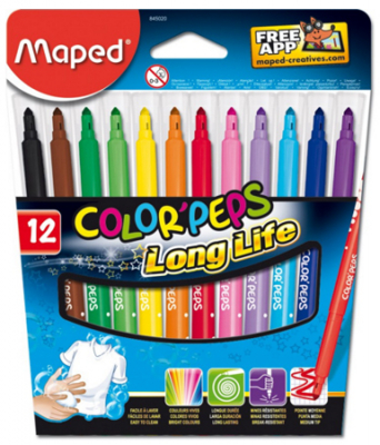 Фломастеры  12цв Maped Color'peps Long Life в картонной коробке