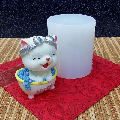 Молд силиконовый 3D 'Котик в ванной'