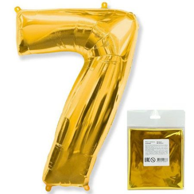 Шар воздушный фольгированный Цифра '7' золотой Flex Metal 102см