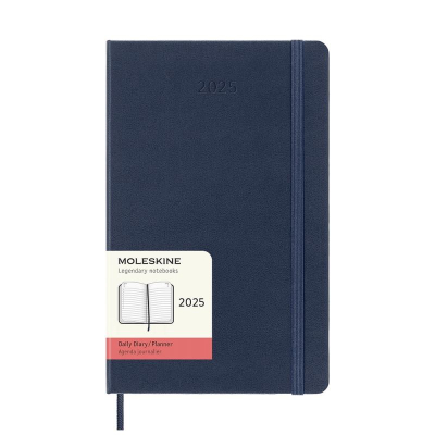 Ежедневник 2025 A5 Moleskine® Classic Large 400стр твердая обложка на резиновой застежке синий