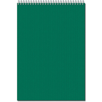 Блокнот A4  50л кл на гребне Полином картонная обложка 'Вельвет' зеленый
