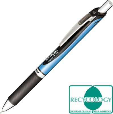 Ручка гелевая автоматическая Pentel 0.5мм EnerGel Needle Point с резиновой манжетой игольчатый стержень черная