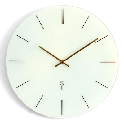 Часы настенные Салют Классика стекло d-40см белый циферблат золотые стрелки металлические накладные индексы 'Датский штрих'