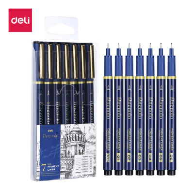Ручки капиллярные художественные Finenolo  7шт 0.05-0.6мм черные в пластиковой упаковке