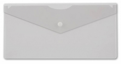 Папка-конверт на кнопке DL 25х12см Бюрократ пластиковая 180мк прозрачная бесцветная