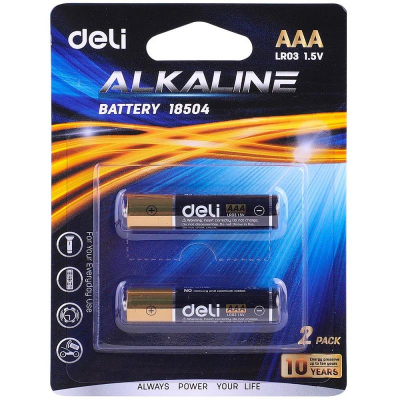 Батарейка Deli  1.5V AAA/LR03 Alkaline  2шт в блистере