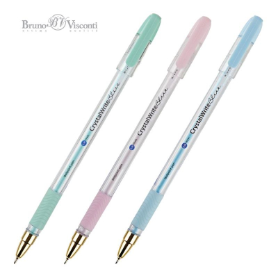 Ручка шариковая BrunoVisconti® 0.38мм 'Crystal Write' 'Zefir' с резиновой манжетой игольчатый стержень синяя