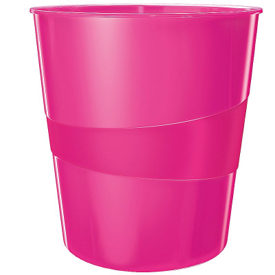 Корзина для бумаг пластиковая 15л Leitz глянцевая WOW розовая