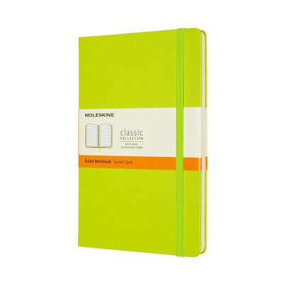 Записная книжка A5 120л линейка Moleskine® Classic Large твердая обложка на резиновой застежке лайм