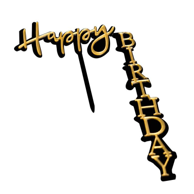 Топпер 'Happy Birthday' 10х15см черный,золотой