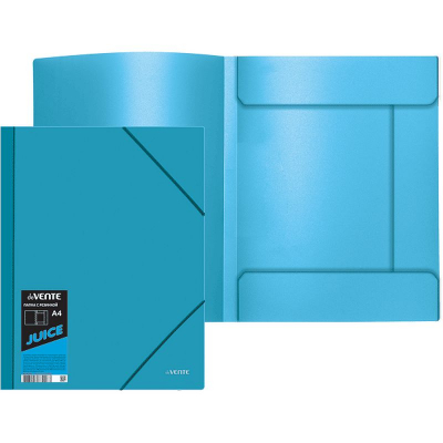Папка с 2-я резиновыми застежками пластиковая A4 до 300л с 3 клапанами deVENTE 'Juicy' голубая