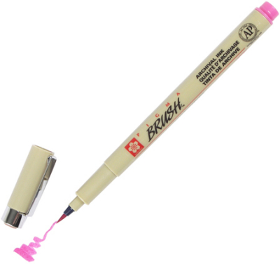 Ручка-кисточка капиллярная художественная Sakura Pigma Brush розовая