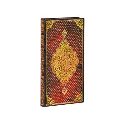 Записная книжка A6+  88л линейка Paperblanks 'Golden Trefoil' Slim 9х18см на резиновой застежке