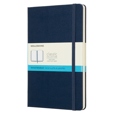 Записная книжка A5 120л в точку Moleskine® Classic Large твердая обложка на резиновой застежке синяя