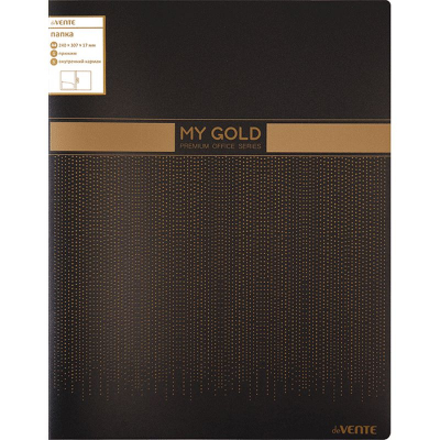 Папка с боковым прижимом и внутренним карманом 17мм deVENTE 'My Gold' черная
