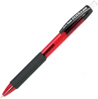 Ручка шариковая автоматическая Pentel 0.7мм Click&Go трехгранный корпус с резиновой манжетой красная