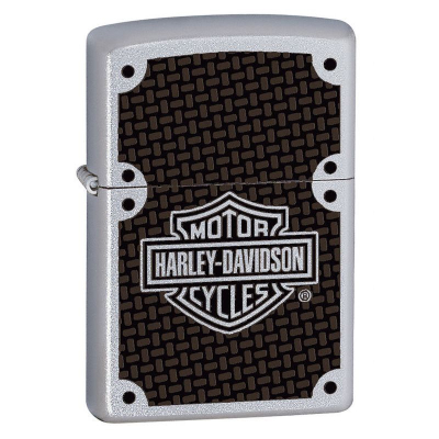 Зажигалка бензиновая Zippo 'Harley-Davidson® Carbon Fiber' с покрытием Satin Chrome® серебристая