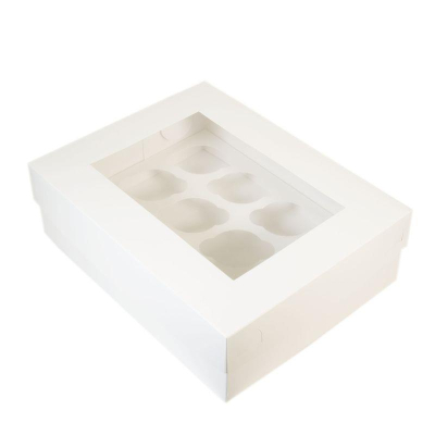 Коробка для капкейков на  6шт с окном 25х17х10см белая