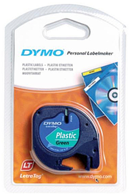 Картридж ленточный Dymo® LetraTag  12мм х4м пластик зеленый 91204