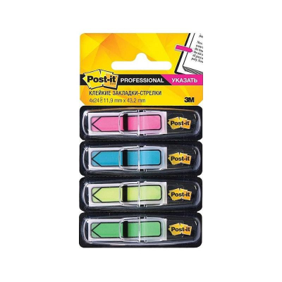 Закладки 3M Post-it®  12х43мм  4цв х24шт Z-тип 684-ARR4 стрелки Неон розовые/голубые/желтые/зеленые в диспенсере