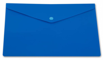 Папка-конверт на кнопке A4 Бюрократ пластиковая 180мкм глянцевая синяя
