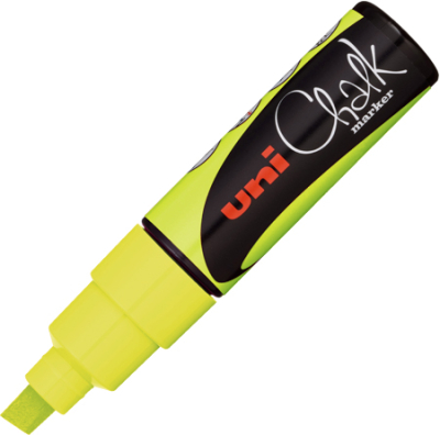 Маркер-жидкий мел Uni Chalk Marker  8.0мм  флуоресцентный желтый