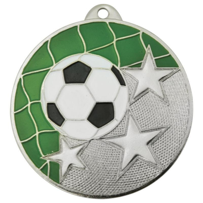 Медаль спортивная футбол '2 место' d-5см металл серебро/эмаль