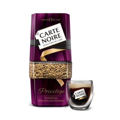Кофе растворимый Carte Noire 'Privilege' с добавлением молотого  95г в стеклянной банке