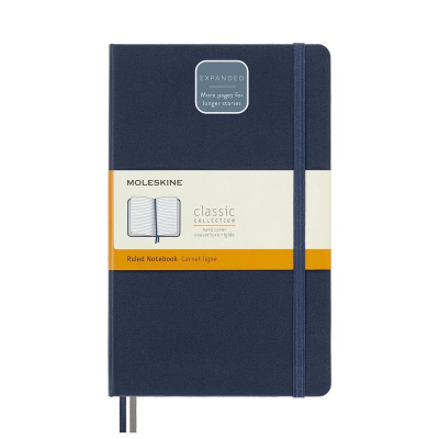 Записная книжка A5 200л линейка Moleskine® Classic Expended Large твердая обложка на резиновой застежке синяя