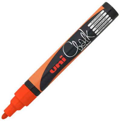 Маркер-жидкий мел Uni Chalk Marker  2.5мм флуоресцентный оранжевый