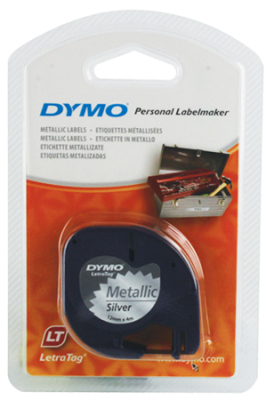 Картридж ленточный Dymo® LetraTag  12мм х4м пластик  металлизированный серебро 91208