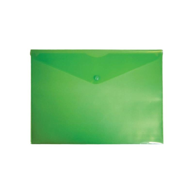 Папка-конверт на кнопке A5 Бюрократ пластиковая 180мкм прозрачная зеленая
