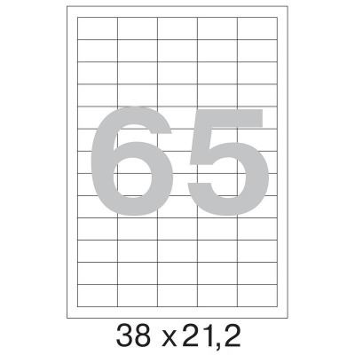 Этикетки самоклеящиеся бумажные  65шт/A4  38х21.2мм I/L/C белые 100л