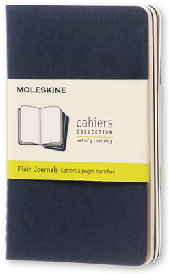 Записная книжка A6  32л без линовки Moleskine® Cahier Pocket 3шт картонная обложка синяя