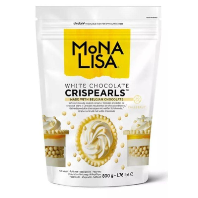 Декор бисквитный Monalisa Crispearls печенье в шоколаде из белого шоколада 100г