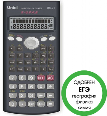 Калькулятор научный Uniel 10 +2 разряда 240 функций 2-строчный дисплей 84х162x18мм