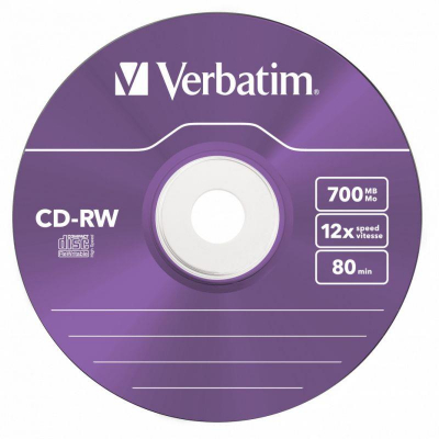 Диск CD-RW 700Mb 12X Verbatim Color DL Slim Case