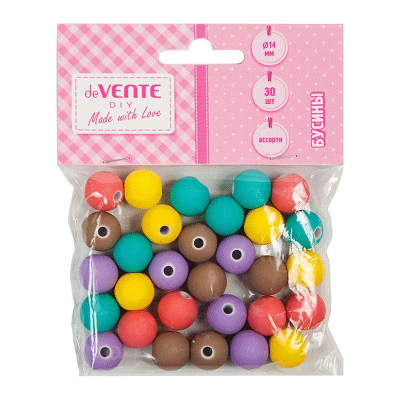 Бусины декоративные пластиковые deVENTE  d-14мм  30шт 'Balls' с матовым покрытием Soft Touch ассорти цветов